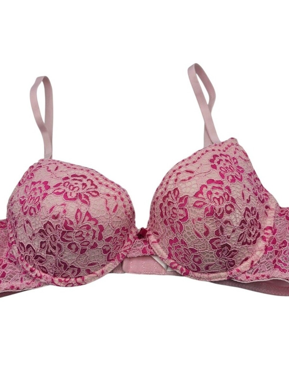 Isaac Mizrahi Womens Sz 36B Lightly Lined Push Up Bra Light Pink Lace Floral NEW
